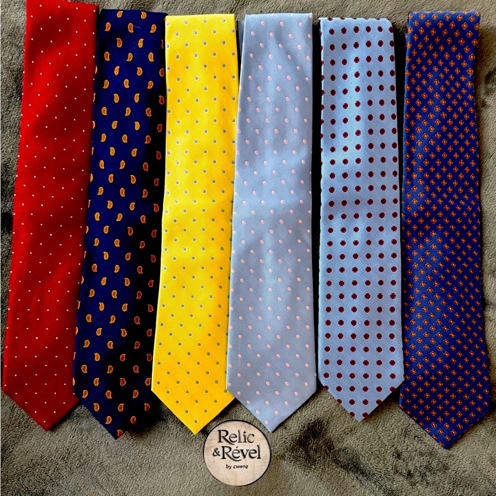 J.Crew Tie Collection - Set of 6, 100% Silk, Polka Dot & Paisley